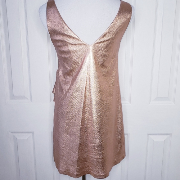 Zara Trafaluc Collection Ruffle Mini Dress Small ROSE GOLD Color - Picture 4 of 7